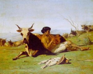 Le Patre Pres D'un Troupeau by Emile Loubon