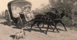 L'attelage De Chevres by Emile Loubon