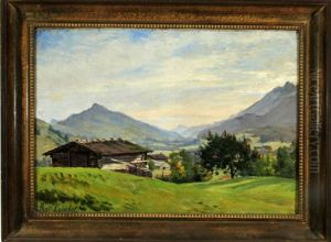 Almhutte Mit Blick In Die Weite Schweizer Bergwelt Bei Chateau-d'oex