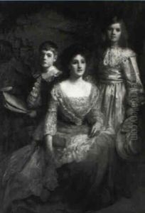 Portrait Of A Mother With Two Children by William Mouat Loudan