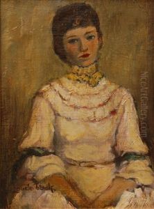 Portrait Of A Woman In White Dress by Walt S. Louderback