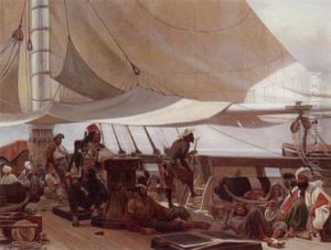 Turkish Sailors On A Boat At Full Sail by Louise (Queen of Denmark)