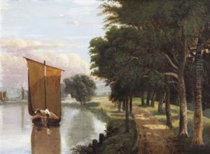 River Landscape With Sail Barge by Thomas Lound