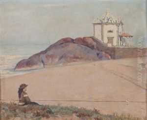 Landscape With Beach, Figure And Church by Arthur Loureiro