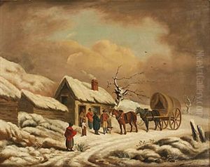 Byscen I Vinter Med Ekipage Och Figurer by Philipp Jakob Loutherbourg the Elder