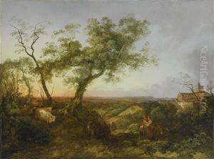 A Mountainous Summer Landscape, A Cart And Figures In The Foreground by Philip James de Loutherbourg