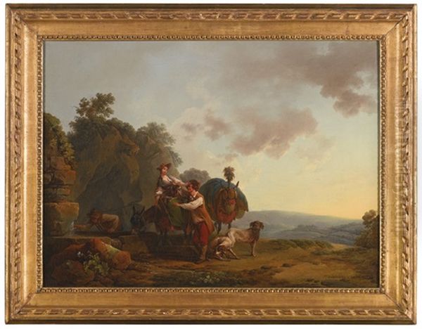 Travellers Resting At A Fountain - view 1