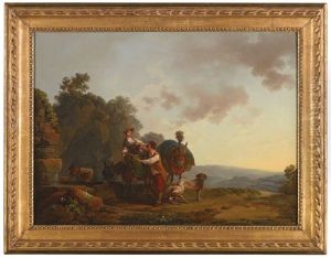 Travellers Resting At A Fountain by Philip James de Loutherbourg