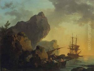 Une Marine Au Soleil Couchant by Philip James de Loutherbourg