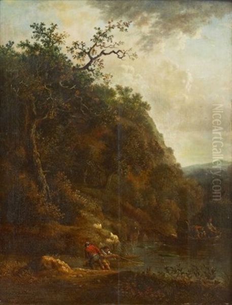 Bergslandskap Med Fiskare - view 1