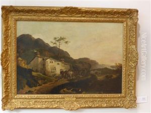 Figures With Horses And Cart Before A Cottage, Possibly Patterdale
