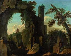 Paysage De Rochers Avec Des Soldats by Philip James de Loutherbourg