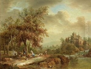 Paysage Aux Ruines Gothiques Anime De Personnages by Philip James de Loutherbourg