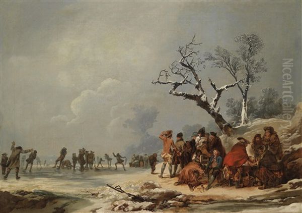 Winterlandschaft Mit Eislaufern - view 1