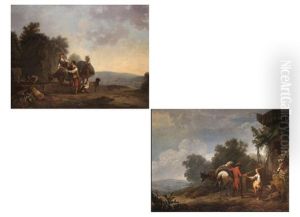 Landschaften Mit Personenstaffage (+ Pferd Und Eseln; Pair) Landschaften Mit Personenstaffage (+ Pferd Und Eseln; Pair)