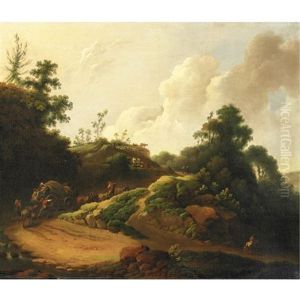 Waggoners On A Road by Philip James de Loutherbourg