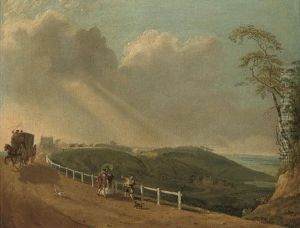 A View Of Hampstead Heath With A Coach And Travellers In The Foreground by Philip James de Loutherbourg