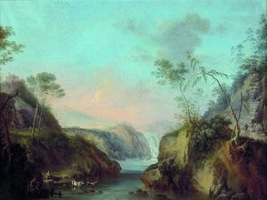 Paysage De Cascade Anime De Bergers by Philip James de Loutherbourg