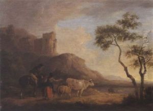 Hirten Und Herde In Einer Sudlichen Landschaft by Philip James de Loutherbourg