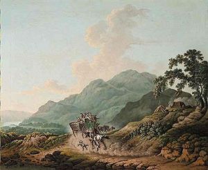 Skiddaw In Cumberland, A Summer Evening With A Coach And Horseman