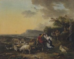 Tanzendes Hirtenpaar In Der Romische Campagna by Philip James de Loutherbourg