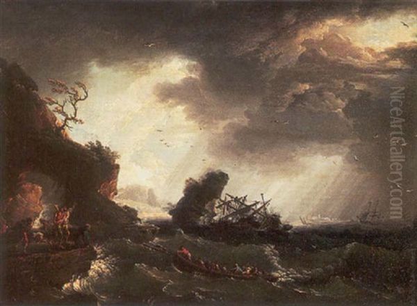 A Shipwreck Off A Mediterrenean Coast - view 1