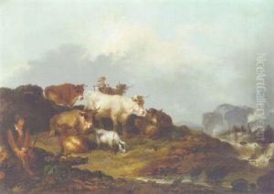 A Mountainous Landscape With A Herdsman And A Water Carrier A Mountainous Landscape With A Herdsman And A Water Carrier