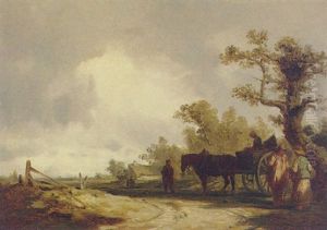 An Evening Landscape With Figures On A Path An Evening Landscape With Figures On A Path