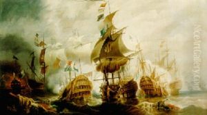 The Surrender Of The Dutch Flagship At The Battle Of Camperdown, 11th October 1797 by Philip James de Loutherbourg