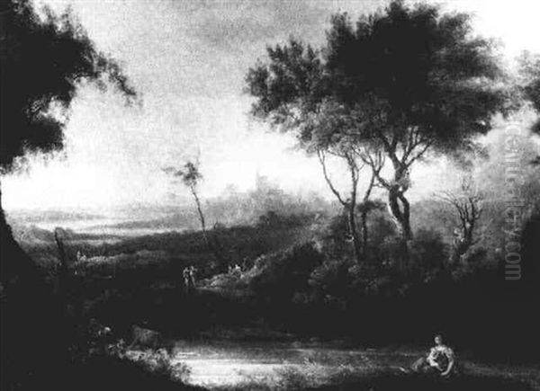 Bewaldete Fluslandschaft Mit Figuren - view 1