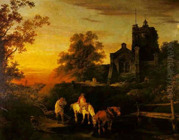 "a Sunset Evening. The Curfew Tolls The Knell Of Parting Day' - view 1
