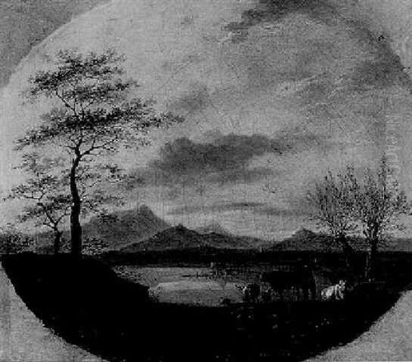 Suedliche Gebirgslandschaft Mit Wassermuehle Und Hirtenstaffage - view 1