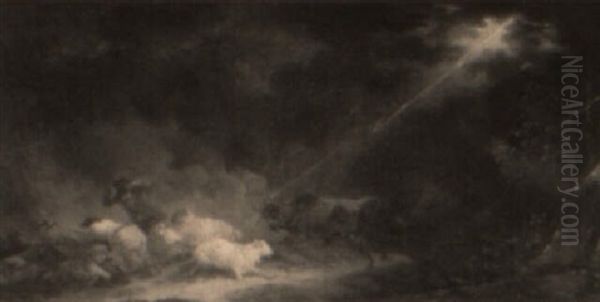 Troupeau Effraye Par L'orage - view 1