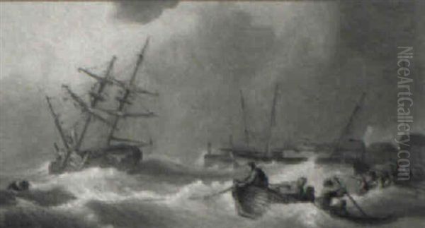 A Vessel In Distress Off A Port - view 1