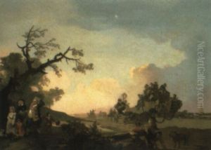 A Coach And Horses And Other Carriages On A Country Road by Philip James de Loutherbourg