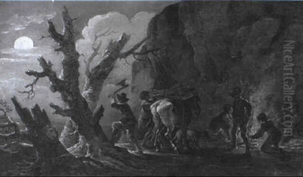 Encampment Scene With Fire - view 1