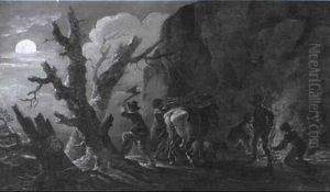 Encampment Scene With Fire