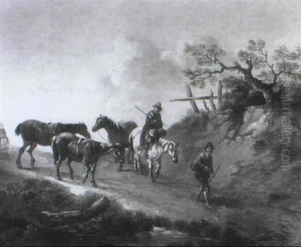 Peasants With Horses On A Track - view 1