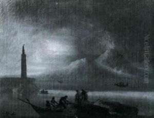 Der Ausbruch Des Vesuvs Bei Nacht by Philip James de Loutherbourg