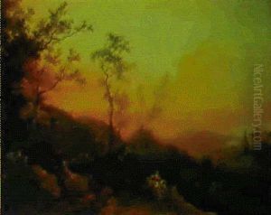 Paysage A La Charrette Et Aux Grands Arbres