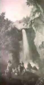 Halte De Paysans Pres D'une Cascade by Philip James de Loutherbourg