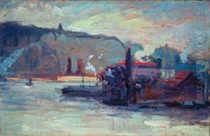 La Seine Pres De Rouen by Maurice Louvrier