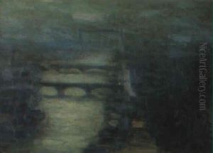Les Ponts De Rouen, La Nuit by Maurice Louvrier