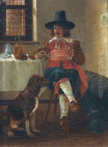 Interieur Mit Rauchendem Herrn Und Hund Interieur Mit Rauchendem Herrn Und Hund