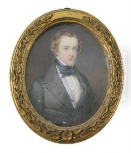 Portrait Of E. P. Wolstenholme Half Length, In A Grey Coat by Samuel Lover