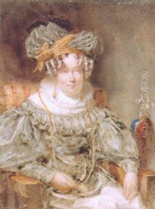 Portrait Of A Lady, Seated, In Brown Satin Dress With Matching Hat Portrait Of A Lady, Seated, In Brown Satin Dress With Matching Hat