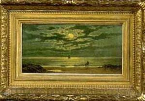 Moonlight Scene Of Figures On A Shore by Clinton Loveridge