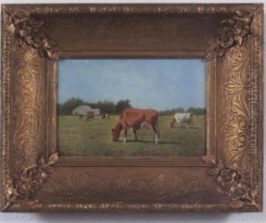 Cows Grazing In A Pasture by Clinton Loveridge