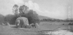 Landscape With A Hay Wagon, Figures And Pond Landscape With A Hay Wagon, Figures And Pond