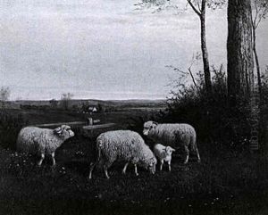 Landscape With Sheep Grazing by Clinton Loveridge